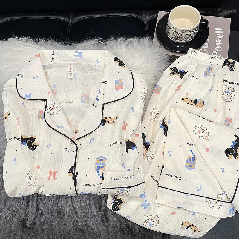 Pijamas de primavera y otoño nubes de algodón estudiantes delgados sueltos cardigans de manga larga set de ropa para el hogar image 20