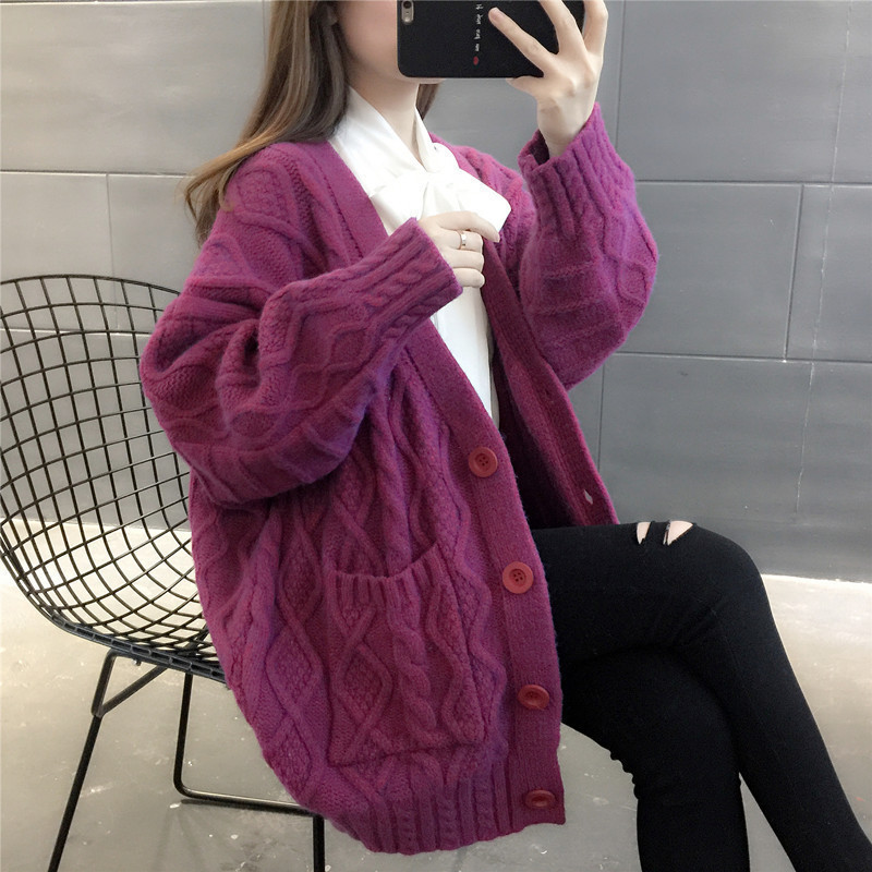 Women's Cardigan Sweater 2026 New Versatile Loose Fit Outerwear Lazy Style Mid-Length Coat in Stock Knitted Cardigan for Women
