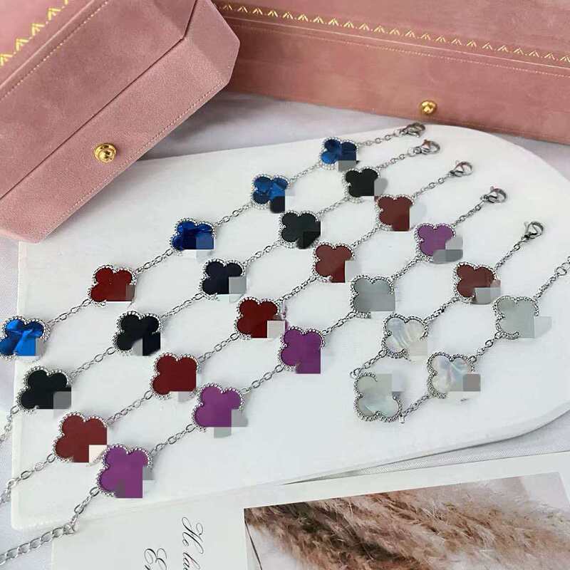 Popular 15mm Four-Leaf Clover Bracelet, Unisex, Double-Sided Titanium Steel, Light Luxury, Silver Color, Non-Fading, Versatile Floral Jewelry