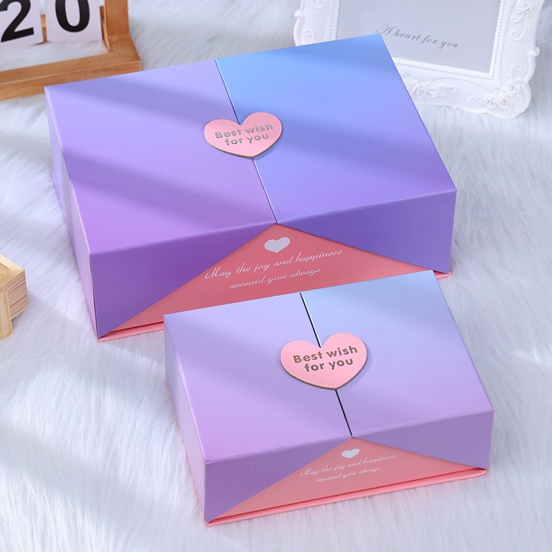 Caja de regalo en forma de corazón con degradado de colores para el Día de San Valentín, caja de embalaje cosmético de alta gama, caja de regalo para damas de honor de boda, caja vacía.