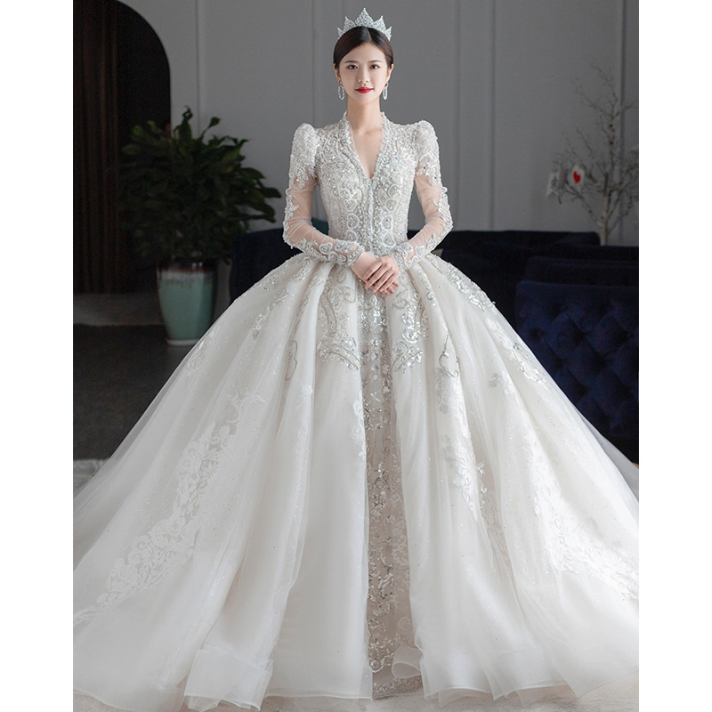 Wedding Dress 2025 New Bride Main Wedding Dress Palace Style High-End Large Tail High Waist Pregnant Women Large Size D86 Wedding Dress 2025 New Bride Main Wedding Dress Palace Style High-End Large Tail High Waist Pregnant Women Large Size D86