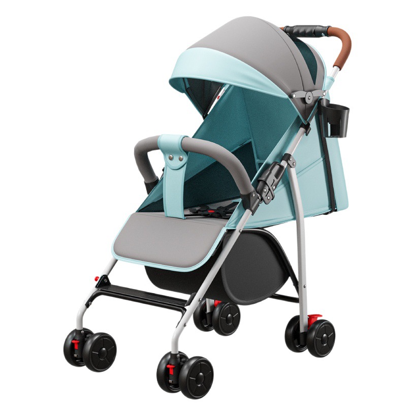 Cochecito de bebé al por mayor puede sentarse y mentir ligero plegable bebé niños de cuatro ruedas paraguas coche con un clic coche colección y entrega de coches