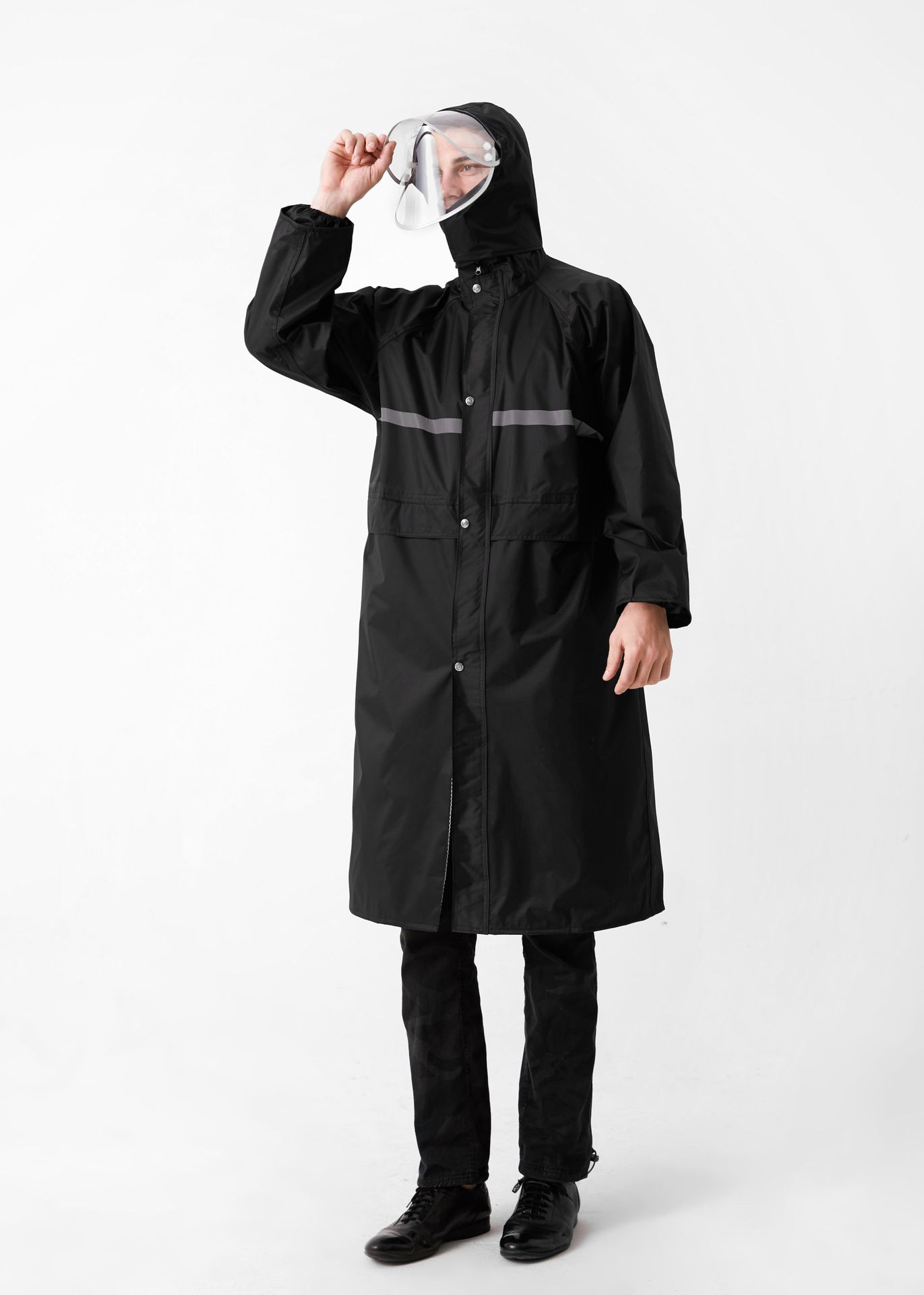 Cazadora estilo Protección Laboral impermeable largo cuerpo completo traje impermeable hombres engrosada de una pieza impermeable adulto poncho al aire libre
