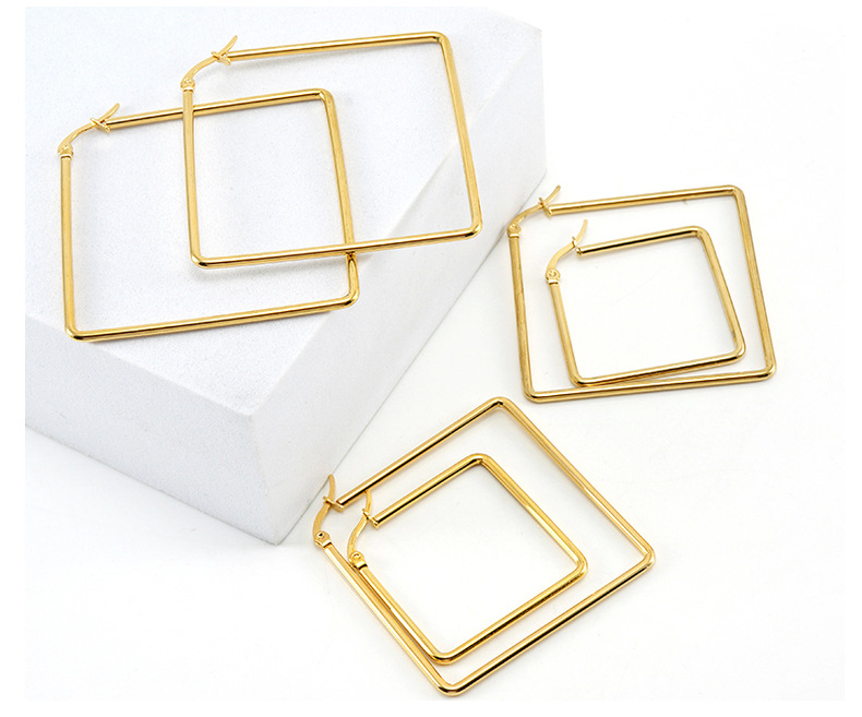 Simple Style Square Stainless Steel Earrings Plating Stainless Steel Earrings display picture 1