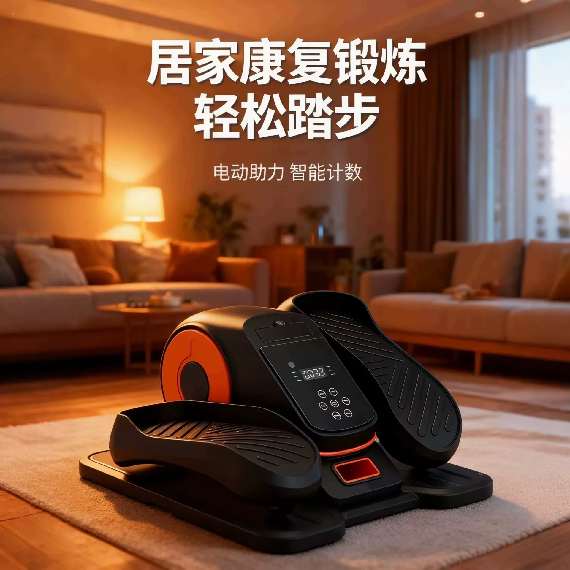 翊行外贸迷你椭圆机家用健身小型多功能静音老年训练康复仪踏步机