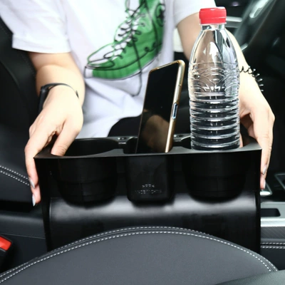 Multifunctional Car Water Cup Holder, Car Supplies, Car Fixed Armrest Box, Beverage Cup Holder, Mobile Phone Storage Rack Wholesale (Car cup holder/beverage holder) - black