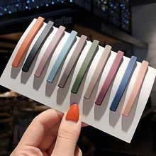 ins韩式莫兰迪色时尚百搭马尾刘海发夹弹簧夹气质百搭一字夹头饰