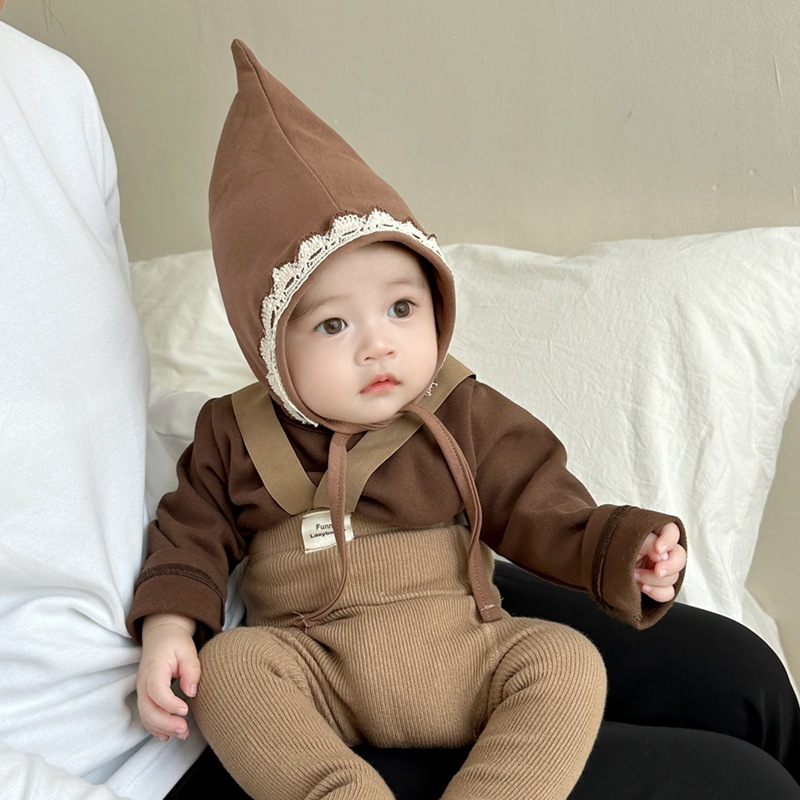 Sombreros para bebés de primavera y otoño de encaje borde protector de orejas gorras de punta ins sombreros coreanos para salir gorras de aire