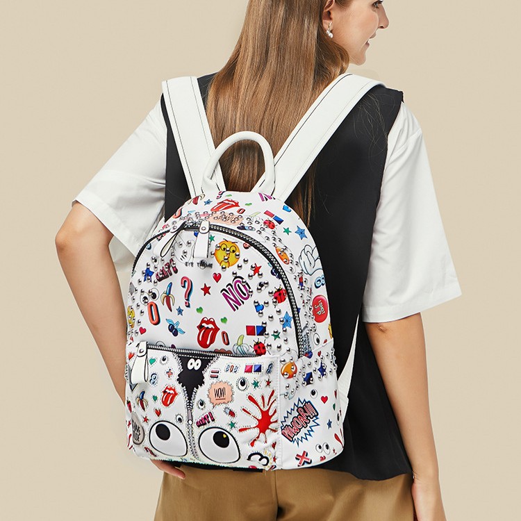 Bolsos para mujer 2024 nuevo bolso escolar estampado para estudiantes universitarios mochila pequeña de viaje de moda de gran capacidad 1745