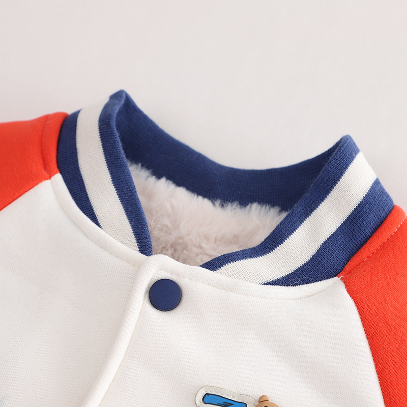 2023 Herbst/Winter Jungen Baseballanzug mit warmer Kleidung für Mädchen Winter Einteiliger Plüsch Baby Lamm Fleece Mantel_voghion.com