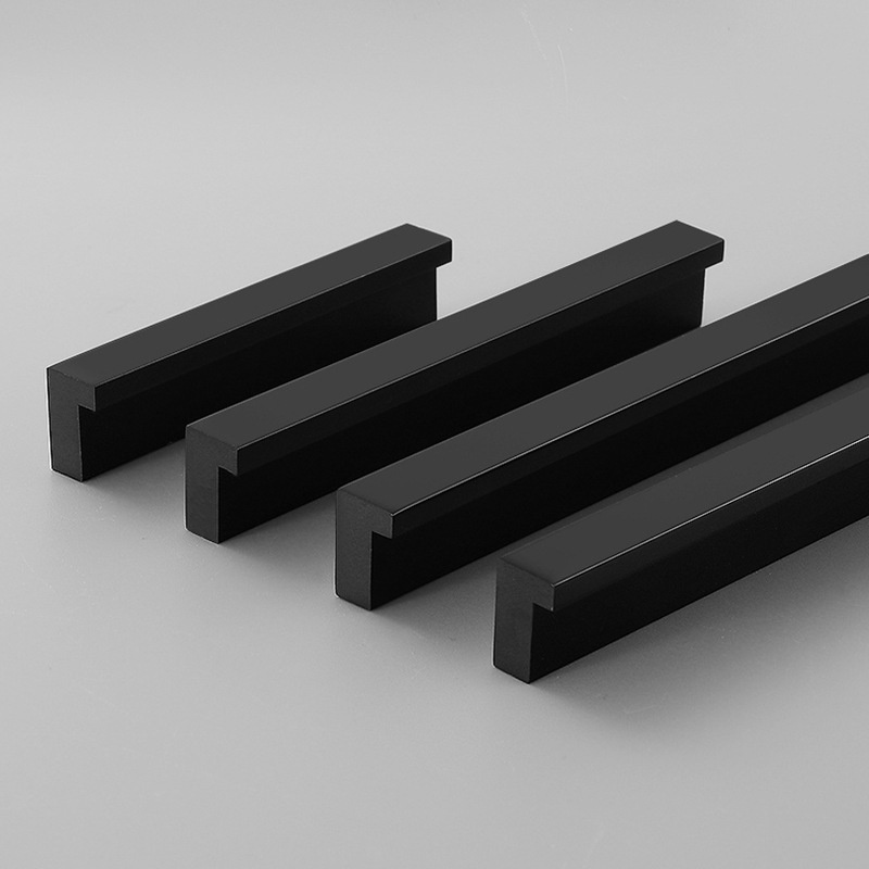 7字型現代簡約黑色拉手輕奢高檔金色衣櫥櫃門鞋櫃抽屜加長門把手