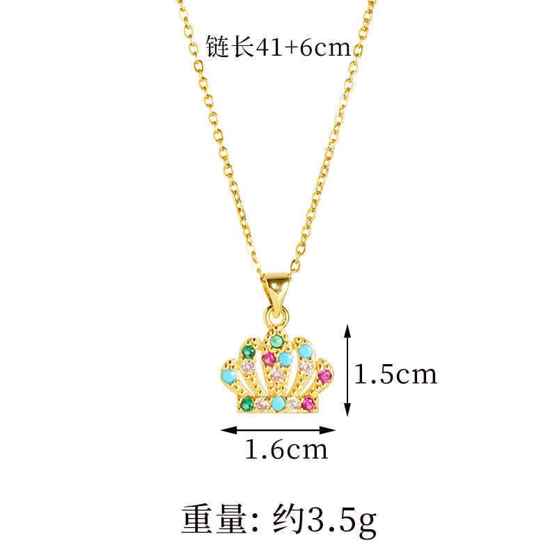 Vietnam Sandy Gold Fashion Light Luxury Palace Style Diamond Hollow Crown Collar Pendientes No se desvanece Joyería al por mayor