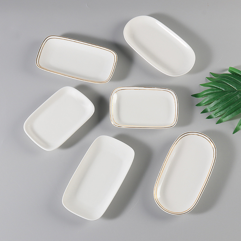 Pure White Phnom Penh Ceramic Towel Dish Soap Dish Rectangular Oval Towel Holer Household Wet Towel Tray