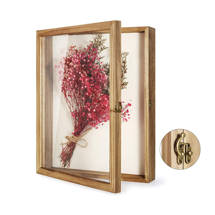 Flower Shadow Box Frame with Glass Window Photo Frame Wedding Bouquet Keepsake Medal Photo Memorial Box