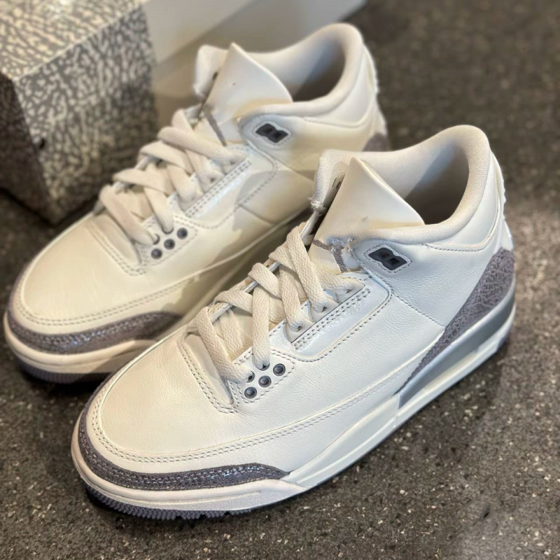Pure Original Qiao 3 Silver Black Cat White Cement Crackle Pattern Men's and Women's Aj3 Casual Versatile Campus Retro Sports Basketball Shoes Pure Original Qiao 3 Silver Black Cat White Cement Crackle Pattern Men's and Women's Aj3 Casual Versatile Campus Retro Sports Basketball Shoes