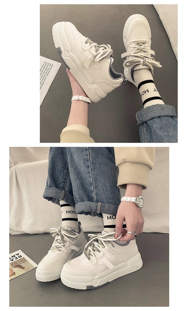 35-43 Übergröße Damen 41 dicke Sohlen vielseitige weiße Frühlingsdesign sportliche und lässige Boardschuhe 42_voghion.com