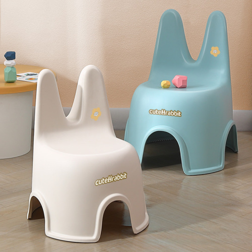 Children's plastic stool household baby back stool kindergarten cute rabbit stool thickened superimposed small chair
