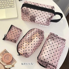 インメッシュ化粧品バッグ愛収納袋大容量トイレタリーバッグポータブル化粧品収納袋高外観