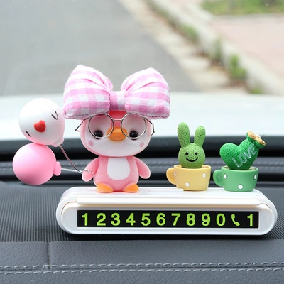 removal card, creative car accessories, Nömrəli dayanma kartı - bow-tied-penguin-white-parking-tag-green-plant