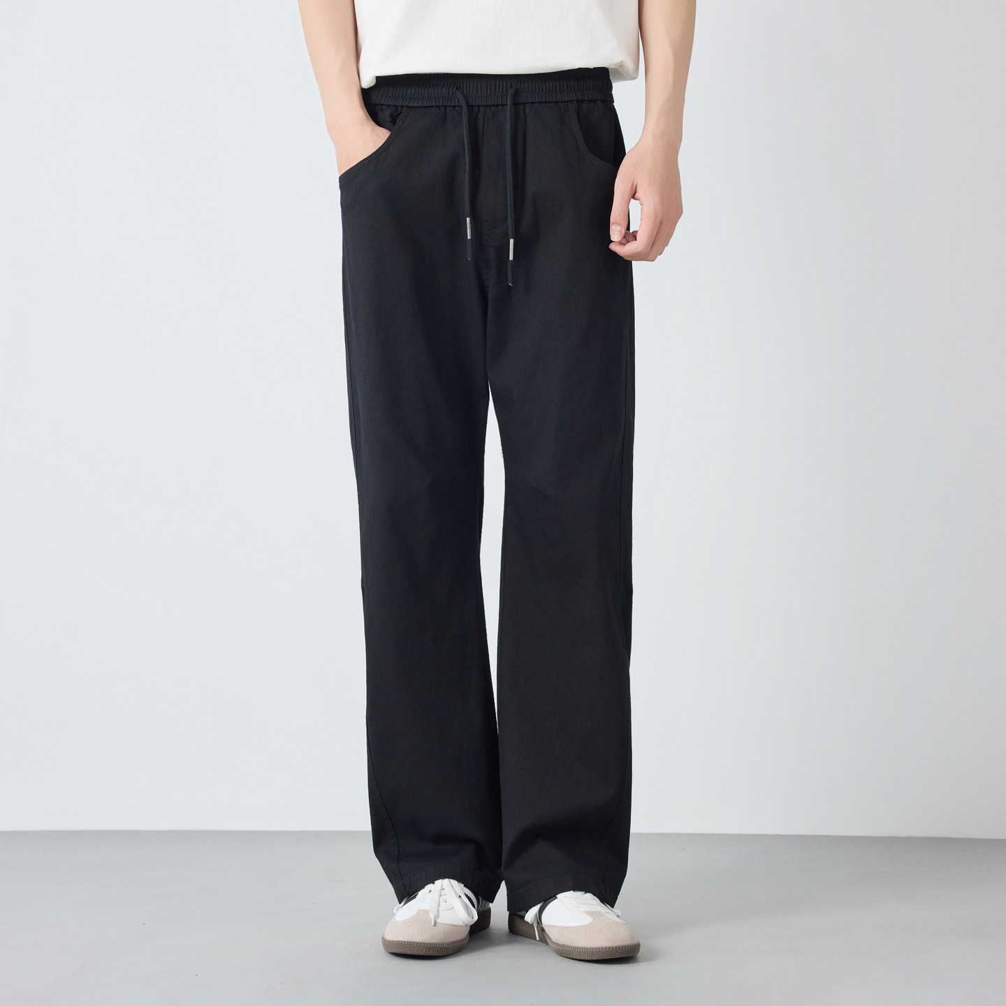 Quần dài nam ống rộng phong cách Mỹ casual — đen