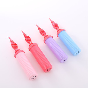 New Macaron Exquisite Pump Aluminum Film Latex Balloon Swimming Ring Special Hand Push Two-Way Portable Inflatable