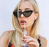 Sunglasses, fashionable triangle solar-powered, glasses, 2022 collection, European style, cat's eye