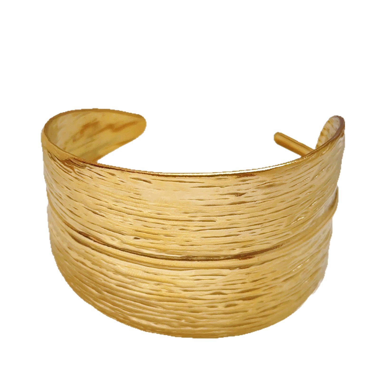 Diseño de nicho retro exagerado industrial pesado relieve tridimensional textura dorada irregular abertura brazalete de anillo para mujeres