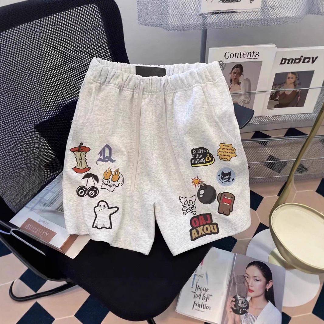 Trendy High Street Men's Loose Summer Drawstring Straight-Leg Shorts