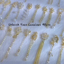 lz美甲饰品424新款金白高保色锆石爆闪饰品长链条立体饰品