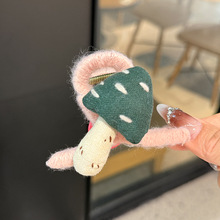 卡通可爱毛线发夹蘑菇小猫发抓后脑勺盘发抓夹鲨鱼夹发卡子头饰女
