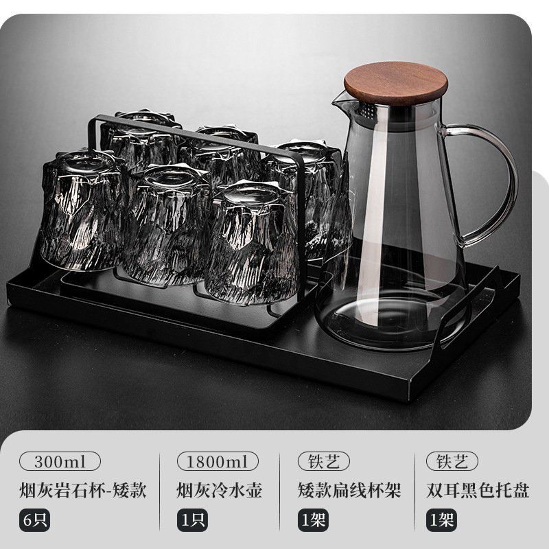 Conjunto de tazas de agua caseras vintage en relieve de vidrio glaciar tazas de agua tazas de té tazas de cerveza