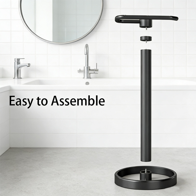 New Standing Stainless Steel Bathroom Towel Bar Household Floor-Standing Washbasin Marble Towel Rack Paper Towel Holder