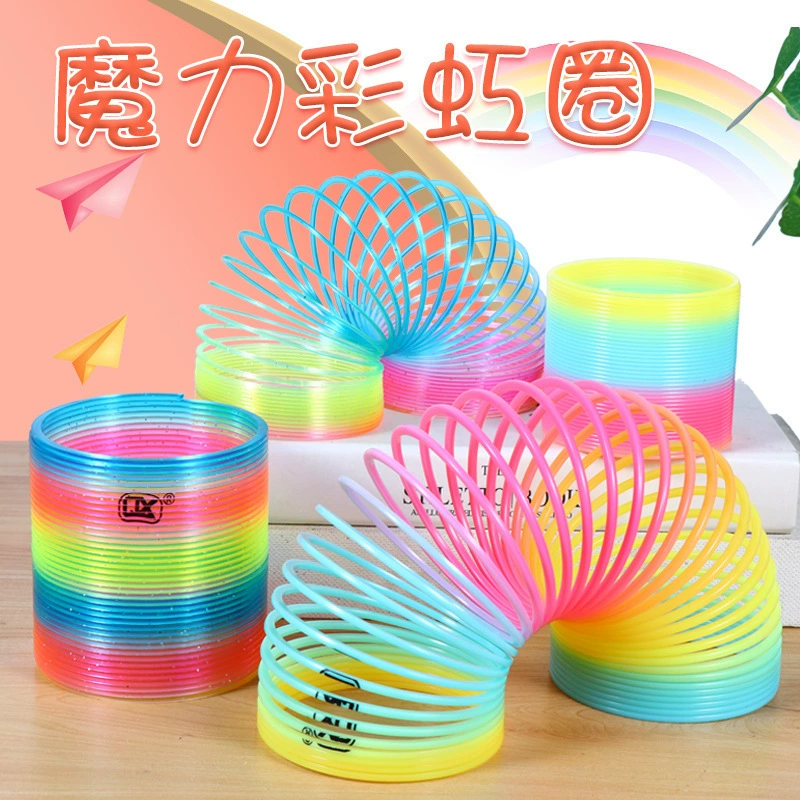 Волшебный радужный круг Башня пружинная головоломка светящийся подпружинный круг мальчик девочка большой пружинный круг игрушка светящаяся труба