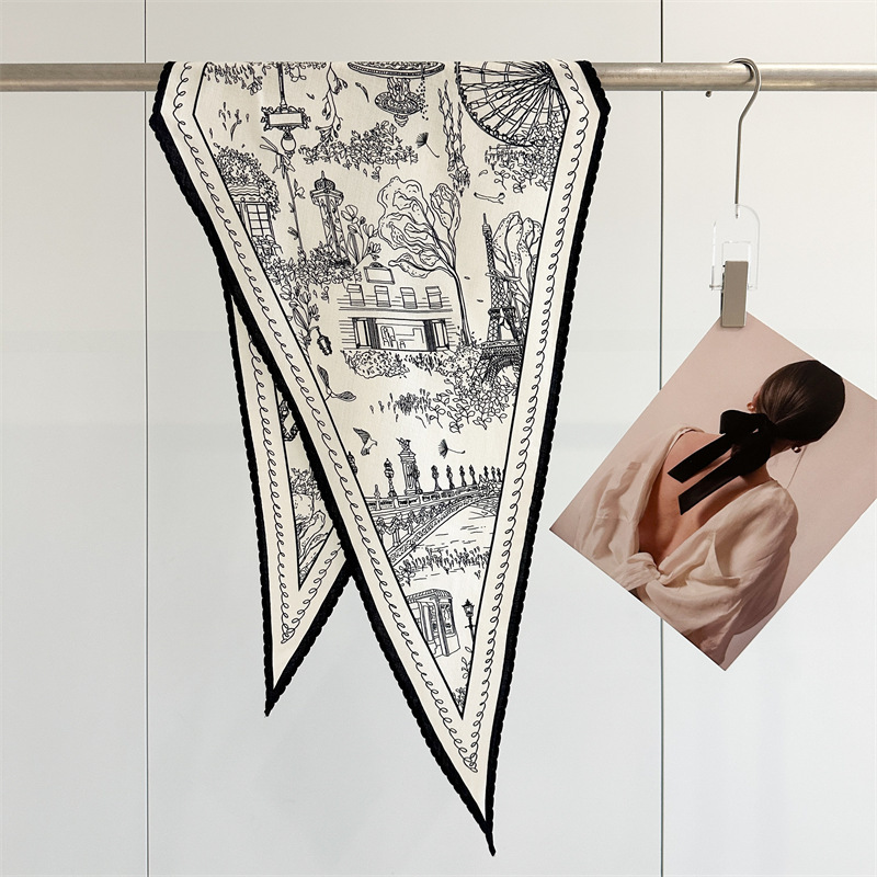 【Lace Silk Wool Diamond Pattern Scarf Collection】High-End Silk Wool Vintage Versatile Scarf Fashionable Outerwear Shawl