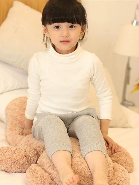 Children's Demi-Season T‑Shirt, Body‑Friendly Cotton, Long Sleeve, High Collar, Korean Style