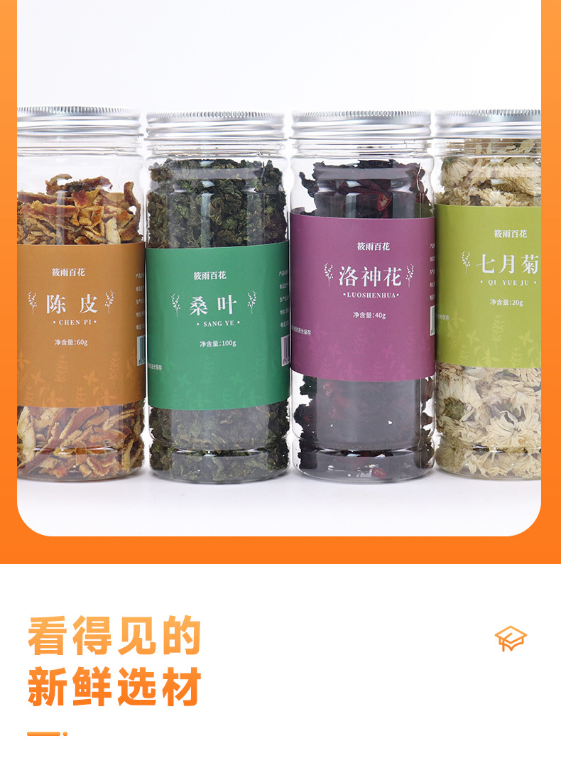 Canned Herbal Flower Tea Blend with Goji Cassia Honeysuckle Burdock Chrysanthemum 200g Bottle specifications