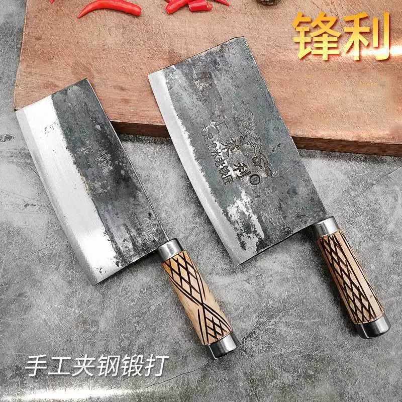 Старомодный стальной кухонный нож для нарезки мяса ручной ковки Тесак для измельчения мяса Кухонный Нож двойного назначения бытовой кухонный нож для измельчения овощей кухонный нож