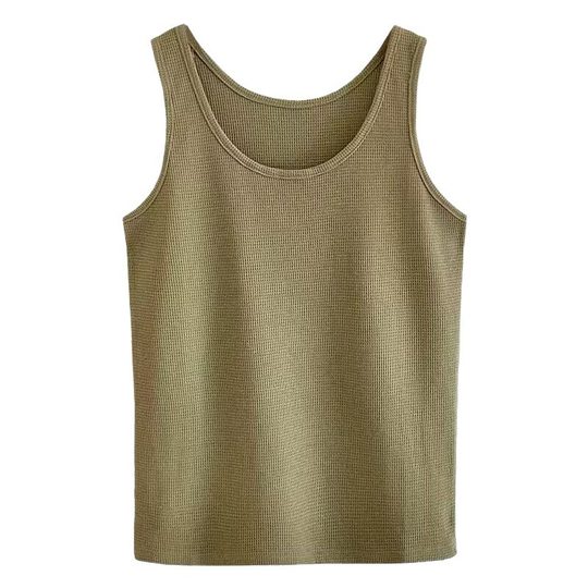 [Factory Outlet] Camisole Women's Summer Waffle Loose Top Slim Sleeveless Base Shirt T-shirt