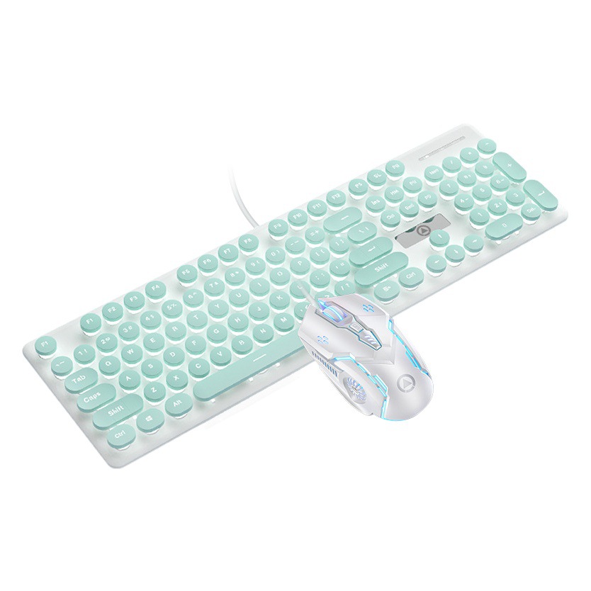 Talla de plata V8 punk mecánico teclado táctil ratón traje luminoso juego de accesorios de computadora al por mayor Amazon transfronteriza