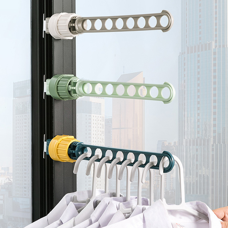 Creative clothes hanging rod, indoor 8-hole window frame hanging clothes drying rack, dormitory hanging rod, travel portable clothes drying rack, clothes hanger rod