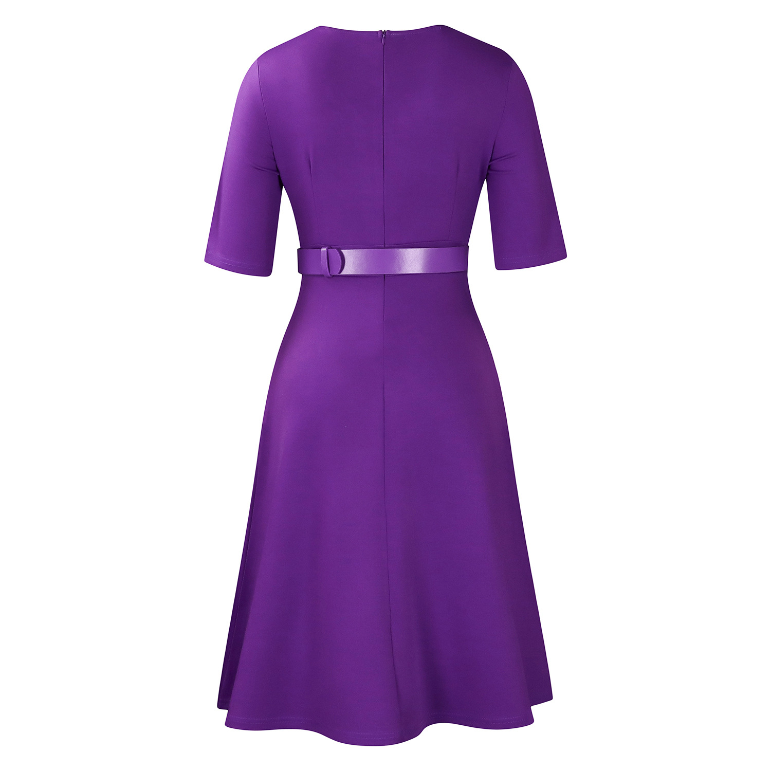 Wholesale Women's Elegant Style Temperament Commuter Belt Solid Color Daily Round Neck Pullovers Half Sleeve A- Line Skirt display picture 35