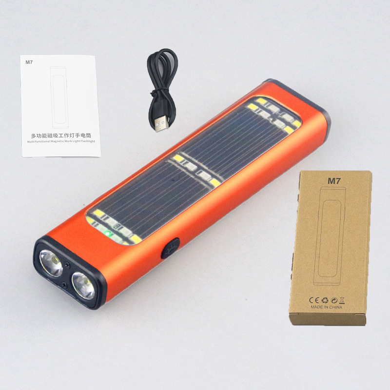 Nueva luz de trabajo, linterna COB, hebilla colgante de succión magnética, iluminación de luz doble, cuerpo de aleación de aluminio, luz roja y azul aerodinámica