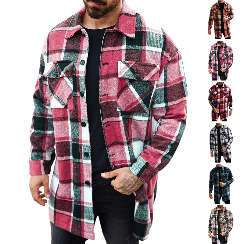 European and American Cross-Border Amazon New Men's Jacket Shirt Casual Sports Long Buttoned Double-Pocket Windbreaker for Men European and American Cross-Border Amazon New Men's Jacket Shirt Casual Sports Long Buttoned Double-Pocket Windbreaker for Men