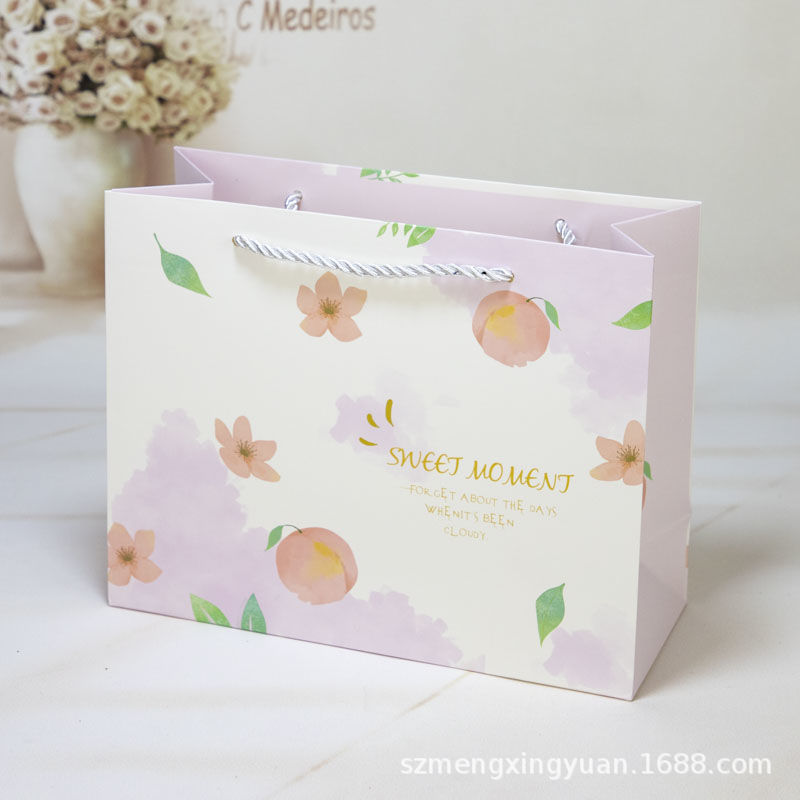 Frutas coloridas - melocotón; cartón blanco; bolsa horizontal grande: 32*11*25.5cm