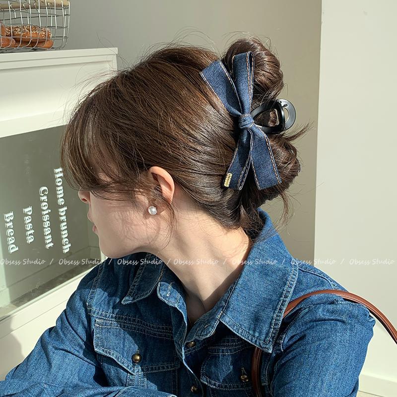 Denim blue bow [13cm