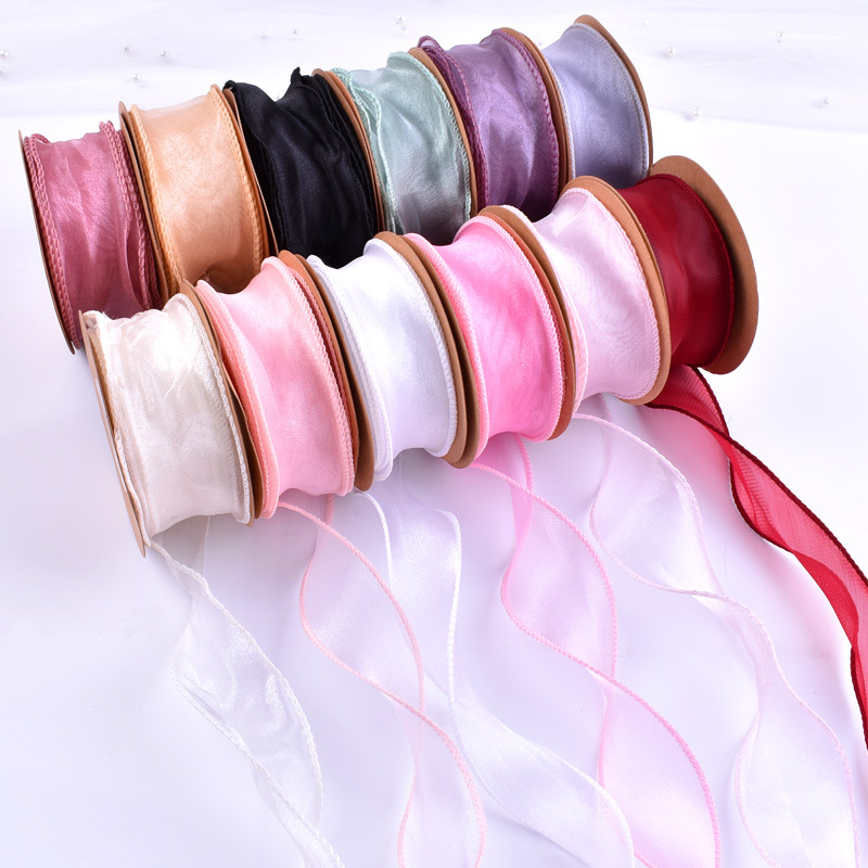 批发鱼尾纱丝带DIY材料烘焙蛋糕鲜花包装丝带波浪拷边装饰彩纱带