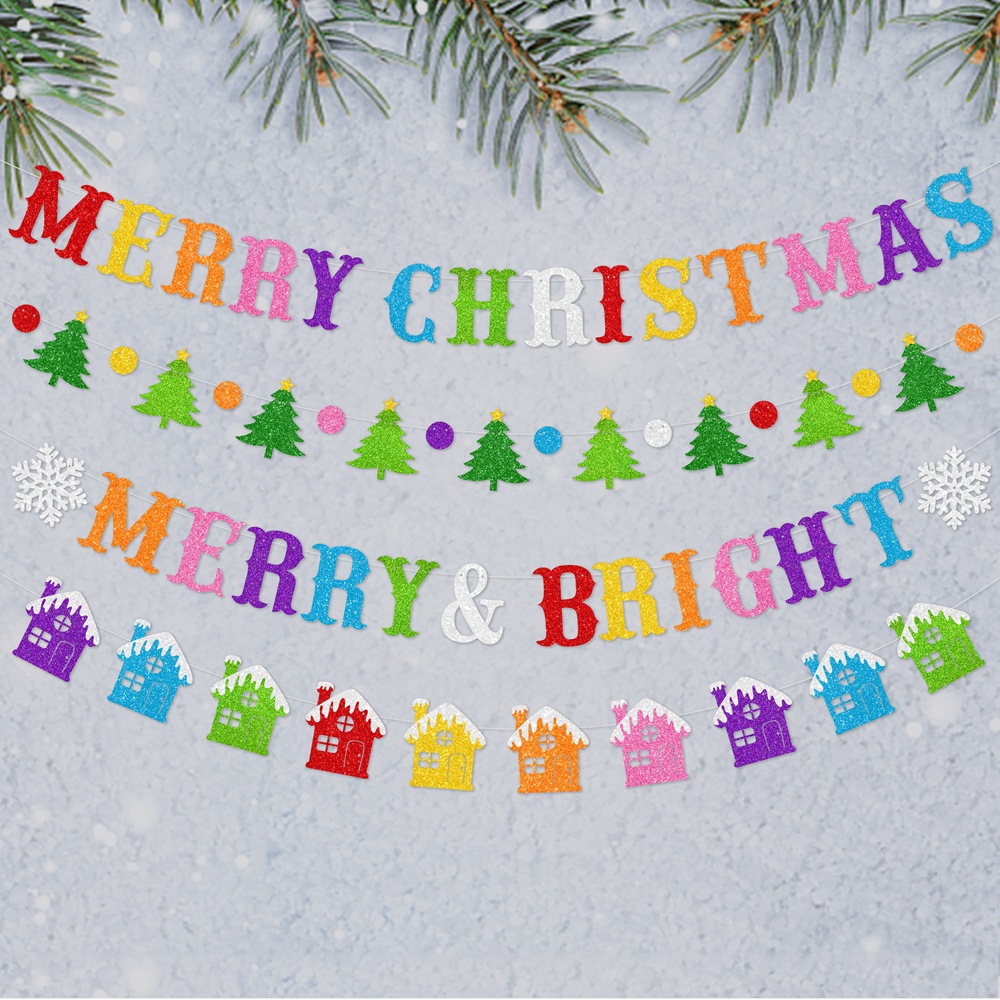 Amazon Navidad decoraciones de bandera de color bandera de bandera de bandera de Navidad decoración de fondo diseño de escena