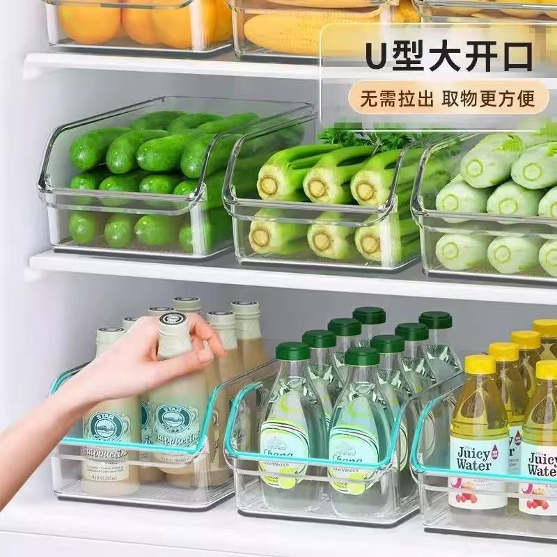 Household Refrigerator Storage Box Crossbody Drawer-Type Food Preservation Box Organizer Kitchen Egg Vegetable and Fruit Packaging