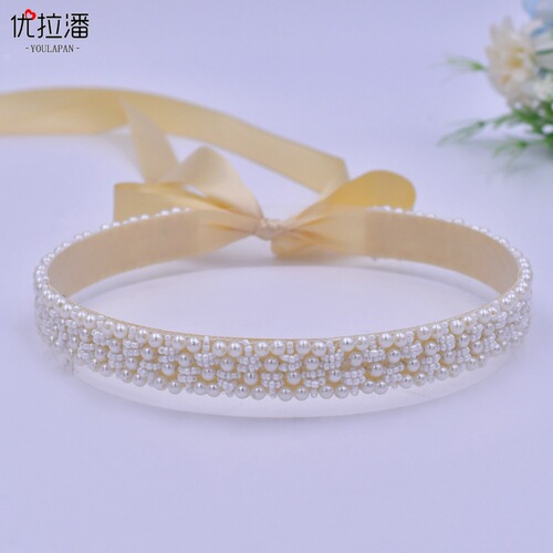 Youlapan Bridal Dress Belt Handmade Women's Pearl Girdle with Dress Belt Barcode S204