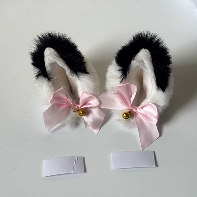 Motosiklet dəbilqələri: delivery multi-color cat ear helmet - cat-ear-pink-bow-1-pair-black-and-white